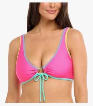 Women's Standard Lolah Bikini Top Swimsuit with Tie Front Detail-SIZE XL